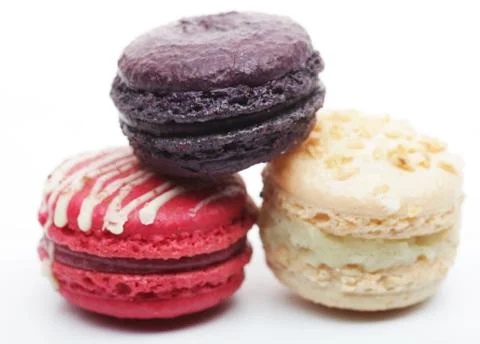 Macaroons over white background Foto stock