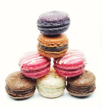 Macaroons over white background Foto stock