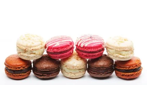 Macaroons over white background Stock Photos