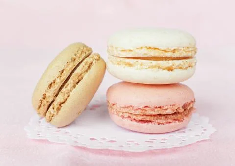 Macaroons on pink background Stock Photos