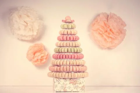 Macaroons pyramid Stock Photos