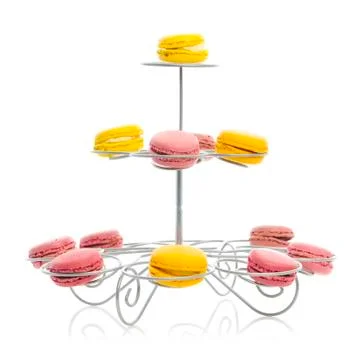 Macaroons on retro cake stand Stock-Fotos