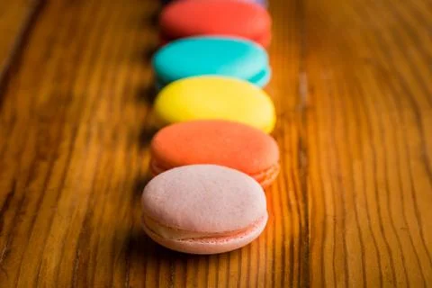 Macaroons in a row Stock Photos