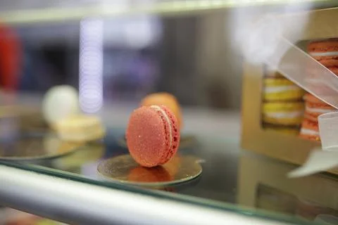 Macaroons sitting at Bakery Stock Photos