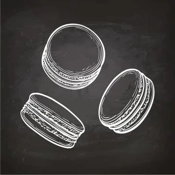 Macaroons sketch on chalkboard. Stock Illustration