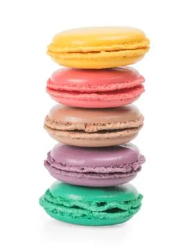 Macaroons vertical row isolated Foto stock