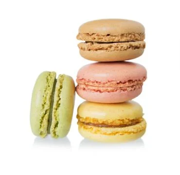 Macaroons on white background Stock Photos