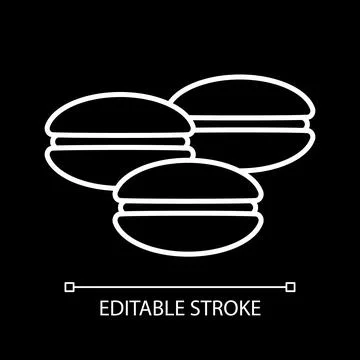 Macaroons white linear icon for dark theme Illustrazione stock