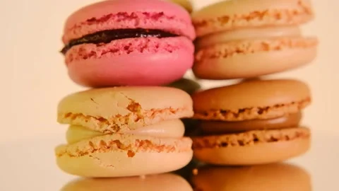 Macaroons.Chocolate and fruit macaroons set. Stock Footage 156240392