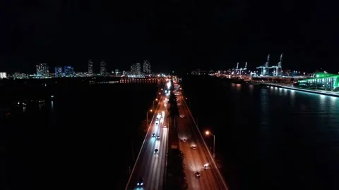 MacArthur causeway Stock Footage 156410126