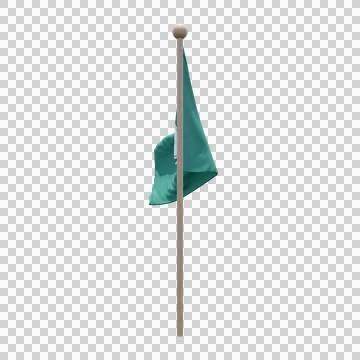 Macau 3d illustration flag on pole. Wood flagpole Stock Illustration