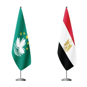 Macau and Egypt flags on flagpoles for official ceremonies and meetings Stock Illustration