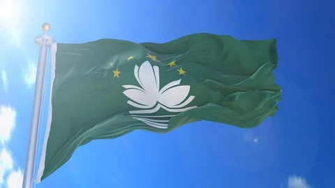 Macau animated flag pack in 3D and isolated background Stock Footage 119930128