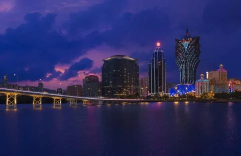 Macau &amp; Blue Hour Stock Photos
