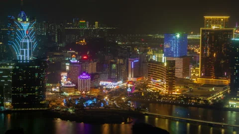 Macau with Cathedral reflected in water in China timelapse Stock Footage 121292809