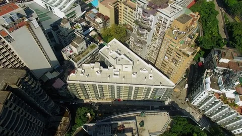 Macau China Aerial view Triangular house Roofs of the buildings Stock Footage 79104628