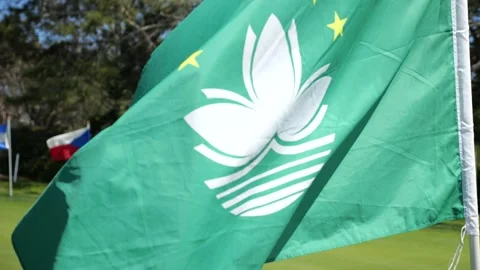 Macau China flag flying in wind Stock Footage 339249214
