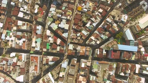 Macau City blocks overview seen from above Historic city center 動画素材 80980225