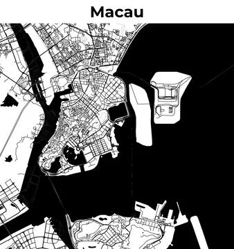 Macau City Map, Cartography Map, Street Layout Map Stock Illustration