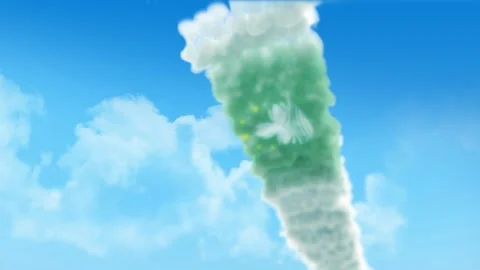 Macau Flag 3D Render Animation Created with Colored Smoke Trails by Aircraft Stock Footage 332308666