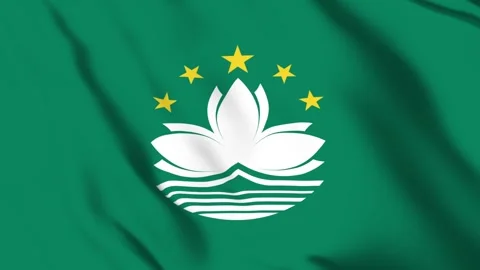 Macau Flag 4K Animation Lotus Emblem in Motion Stock Footage 313832312
