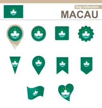 Macau Flag Collection Stock Illustration
