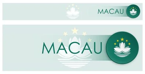 Macau flag horizontal web banner in modern 스톡 일러스트
