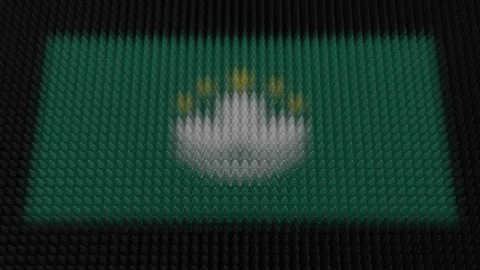 Macau Flag Light Shining on Scrolling Bullets Stock Footage 312840929