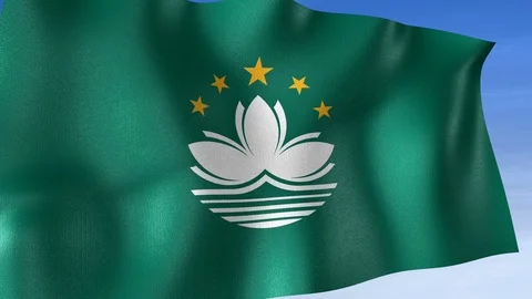 Macau Flag - Set of 3 Angles with Masks [3WaveSeries] Stock Footage 103333561