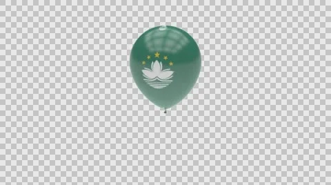 Macau flag textured balloon rotating Alpha Video stock 61413661