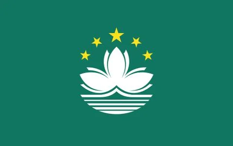 Macau flag vector graphic. Rectangle Macanese flag illustration. Macau countr Ilustración de archivo