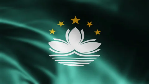 Macau flag is waving 3D animation. Flag seamless loop animation 4k Stock Footage 263647844