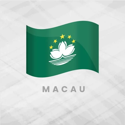 Macau Flag Waving 3D Animation; Macao Special Administrative Region SAR Symbo Stock Footage 332063287