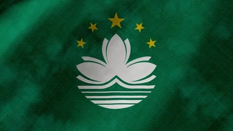 Macau flag waving background with real fabric texture Stockbeeldmateriaal 291916684