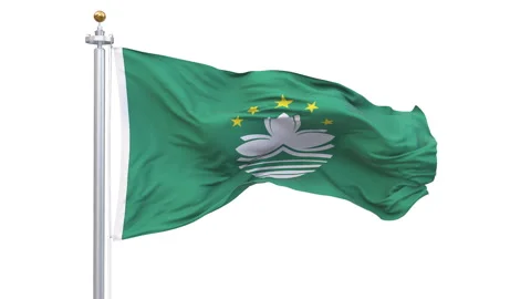 Macau flag waving looping with transparent background. Stock Footage 320996620