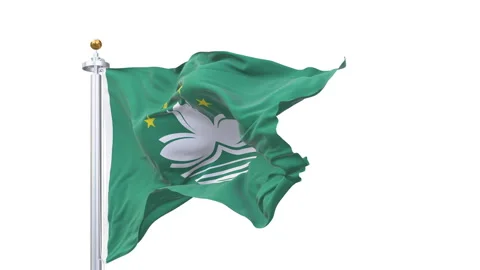 Macau flag waving looping with transparent background. Video stock 320996643