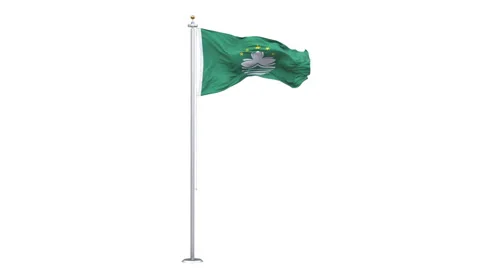 Macau flag waving looping with transparent background. Video stock 320997129