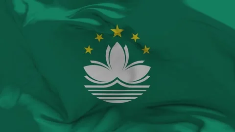 Macau Flag Waving in Slow Motion Loop Animation Stock Footage 336940473