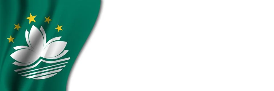 Macau flag on white background. White background with place for text near the Stock Photos