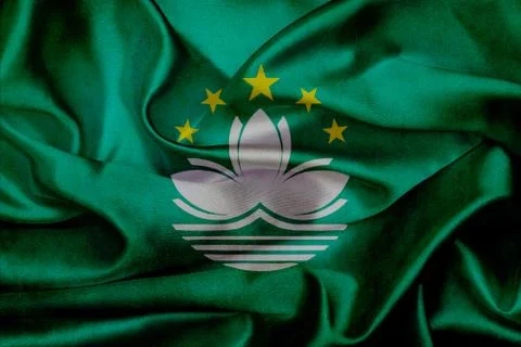 Macau grunge waving flag Stock Illustration