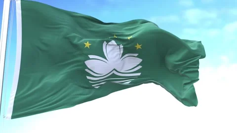 Macau Horizontal Flag in the Sky Speed Waving Stock Footage 324193431
