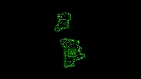 Macau Map AI Chipset Technology Opener Stock Footage 337081829