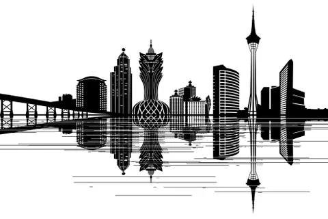 Macau skyline Stock Illustration