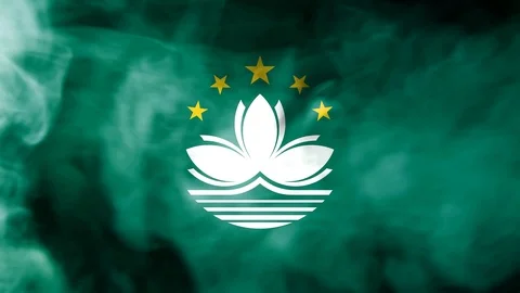 Macau smoke waving flag Stock Footage 98352701