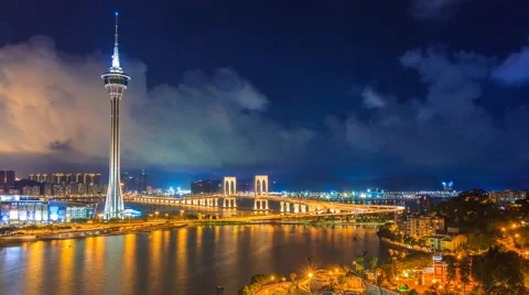 Macau Tower And Macau Bridge Landmark Place Of Macau China Stock Footage 63233413