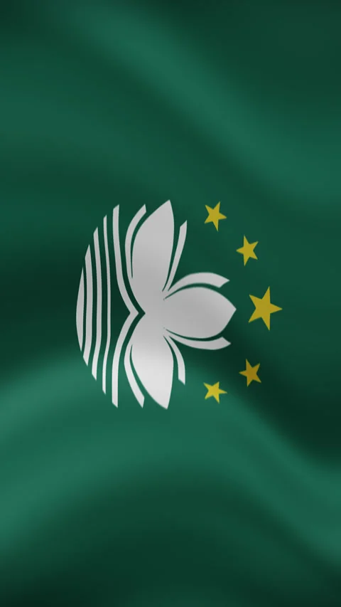 Macau Waving Flag in Vertical Orientation – Realistic Loop Animation Stock Footage 294947984