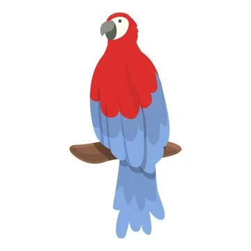 Macaw on branch icon cartoon vector. Tropical bird Illustrazione stock