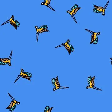 Macaw flying parrot bird vector seamless pattern Stock Illustration