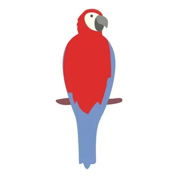 Macaw on tree icon cartoon vector. Bird parrot Stock Illustration