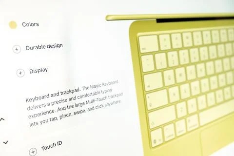 Macbook neo screen displaying website Stock Photos